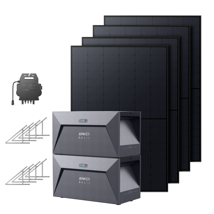 O Anker SOLIX Solarbank Dual System com suportes (1640W | 3200Wh). (Fonte da imagem: Anker)