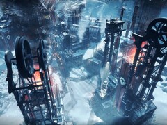 Uma imagem mostrando uma cidade em Frostpunk.