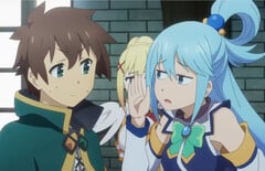 Uma captura de tela -『この素晴らしい世界に祝福を！３ーBONUS STAGEー』本予告 (Fonte da imagem: KadokawaAnime no YouTube)