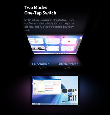 Modo normal e modo desktop do tablet