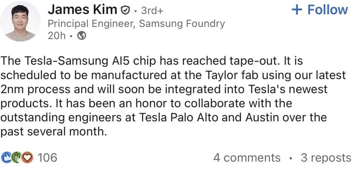 Chip Samsung Tesla AI5