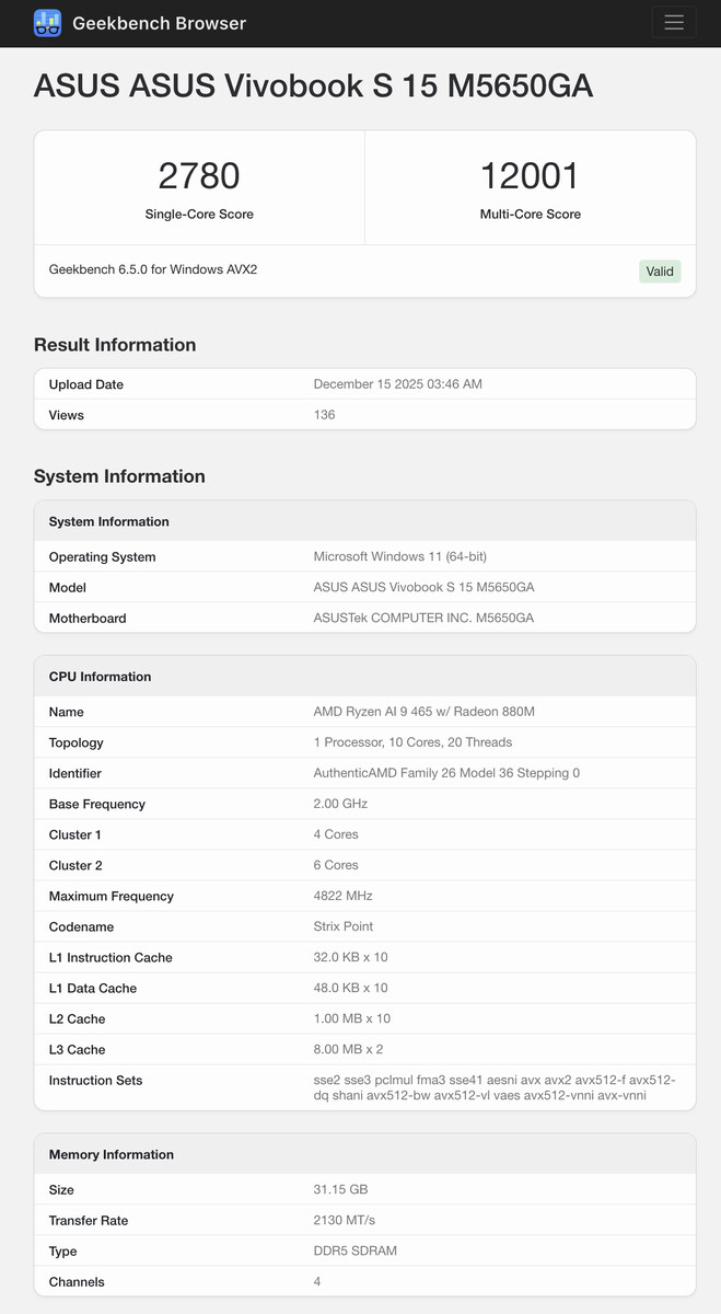 (Fonte da imagem: Geekbench)