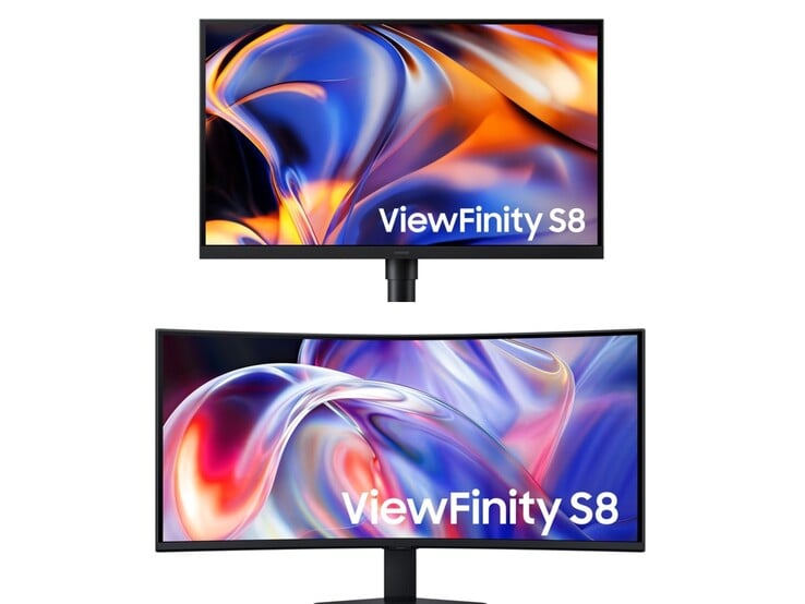 ViewFinity S8 de 27 polegadas (em cima) e S8 de 40 polegadas (embaixo).