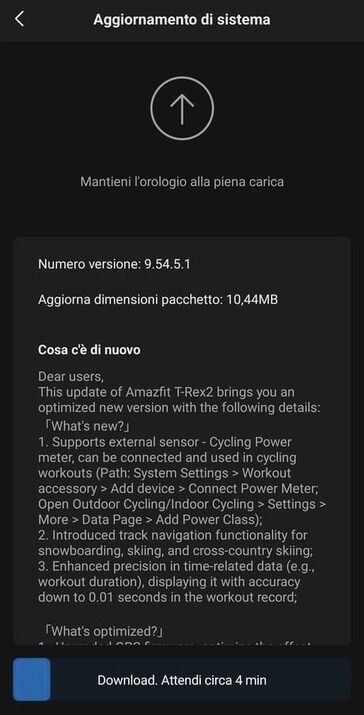 As notas de atualização da versão 9.54.5.1. (Fonte da imagem: Gadgets &amp; Wearables)