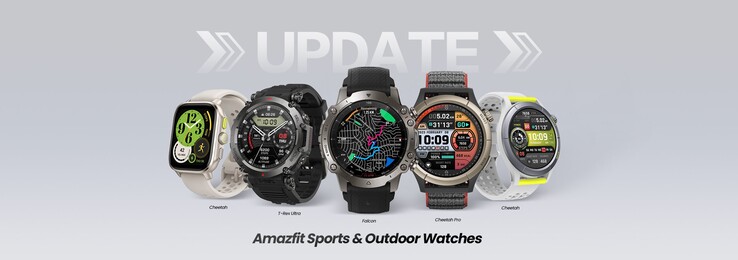 A nova atualização da Amazfit está disponível para vários smartwatches Cheetah, Falcon e T-Rex Ultra. (Fonte da imagem: Amazfit)