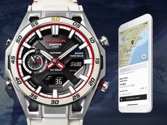 O relógio ECB-2300HR-1A da Casio (na foto) é um modelo de edição especial projetado com a Honda. (Fonte da imagem: Casio)