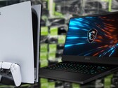 Um console (PS5) ou laptop (MSI GP66 Leopard) pode ser uma escolha mais inteligente do que as placas gráficas Ampere para jogadores. (Fonte da imagem: Sony/MSI/Greg Salazar - editado)