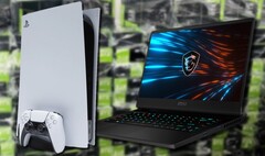 Um console (PS5) ou laptop (MSI GP66 Leopard) pode ser uma escolha mais inteligente do que as placas gráficas Ampere para jogadores. (Fonte da imagem: Sony/MSI/Greg Salazar - editado)