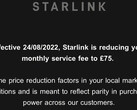 As mensagens de redução de preço (imagem: Starlink)