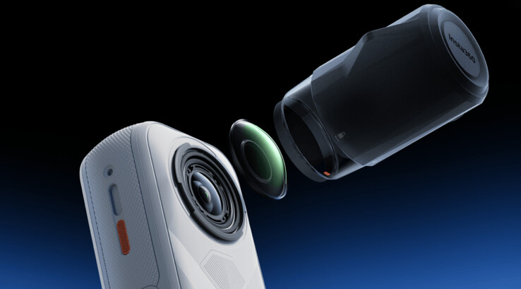 O Insta360 X5 Satin White Limited Edition suporta lentes substituíveis, ao contrário do DJI Osmo 360. (Fonte da imagem: Insta360)