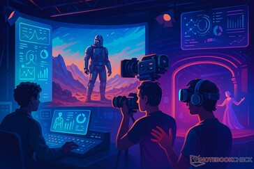 Um cenário de filme futurista alimentado por produção virtual, IA e tecnologia de RV (Fonte da imagem: OpenAI/DALL-E)