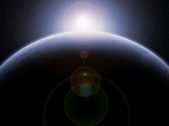 Imagem mostrando um planeta e um nascer do sol. (Fonte da imagem: LoganArt - Pixabay)