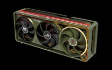 O ROG Astral GeForce RTX 5080 Doom Edition tem quatro ventoinhas de resfriamento. (Fonte da imagem: Asus/Bethesda)