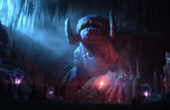 Subnautica Below Zero Steam screenshot mostrando um leviatã congelado em uma caverna