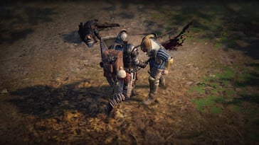 Uma imagem mostrando uma batalha em Wartales.
