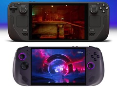 Steam Deck OLED (em cima) e Lenovo Legion Go S (embaixo). (Fonte da imagem: Valve e Best Buy, editado)