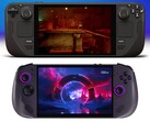 Steam Deck OLED (em cima) e Lenovo Legion Go S (embaixo). (Fonte da imagem: Valve e Best Buy, editado)