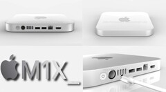 O M1X Mac Mini tem um aspecto mais elegante do que a variante 2020 M1 do mini PC. (Fonte da imagem: @RendersbyIan - editado)