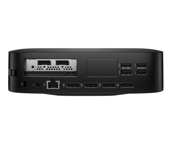 Parte traseira do HP Elite t755 Thin Client (imagem via HP)