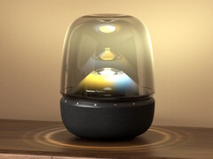 O alto-falante Bluetooth Harman Kardon Aura Studio 5 projeta som e luz em 360 graus. (Fonte da imagem: Harman Kardon Japan)