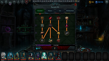 Uma imagem mostrando uma árvore de talentos em Iratus: Lord of the Dead.