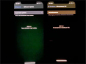 Uma 12 unidade com tonalidade verde (esquerda) ao lado de um iPhone não afetado. (Fonte: Apple Comunidades)