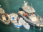 O drone marítimo do narcotráfico dirigido pela Starlink na costa do Caribe. (Fonte da imagem: Armada de Colombia)