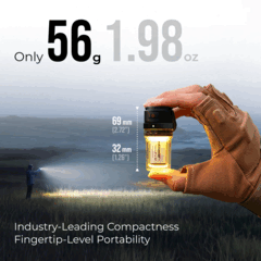 Lanterna Flextail Zero com iluminação de 360 graus na função de lanterna e como lanterna direcionada para cima