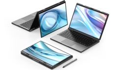 O laptop de tela dupla GPD DUO suporta GPUs externas através da porta OCuLink (Fonte: GPD) 