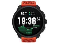 O smartwatch Suunto Race 2 em laranja coral vem com uma tela OLED de 1,5 polegada para exibir estatísticas de corrida e a hora. (Fonte da imagem: Suunto)