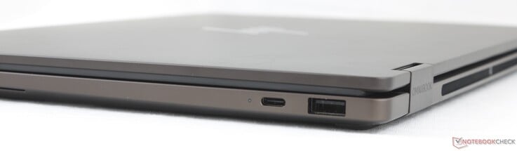 À direita: USB-C 3.2 Gen. 2 (40 Gbps) com DisplayPort 2.1 + Power Delivery 3.1, USB-A (10 Gbps)