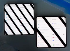 O Google Pixel 10 Pro Fold (à direita) pisca muito menos do que seu antecessor. (Fonte da imagem: Android Central, YouTube)