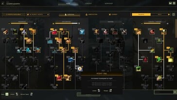 Uma imagem que mostra uma árvore de habilidades no Icarus.