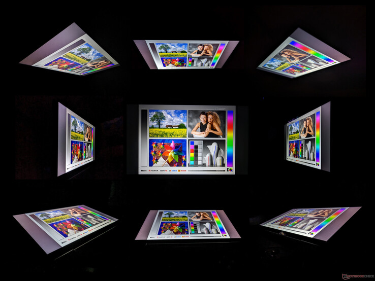 Ângulos de visualização IPS amplos. As cores e o contraste se degradam mais prontamente em comparação com o Mini-LED e o OLED se forem visualizados em ângulos mais amplos