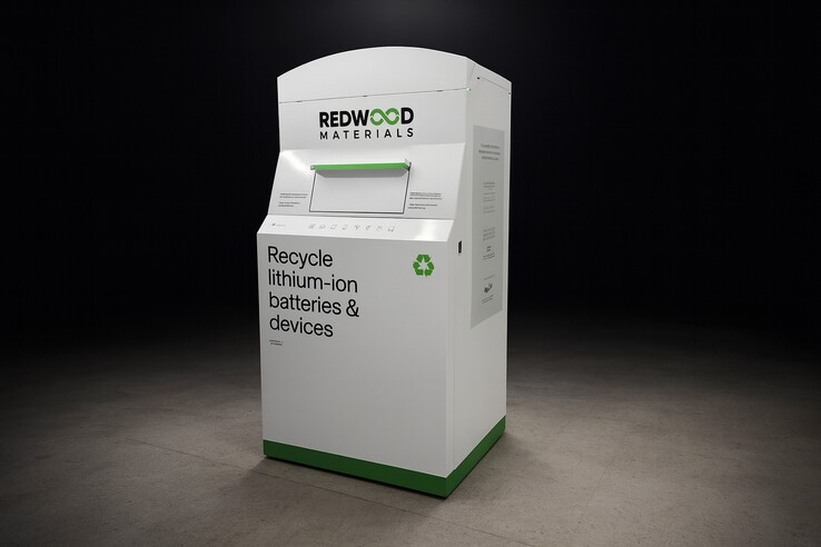 O sistema de reciclagem Redwood Battery Bin.