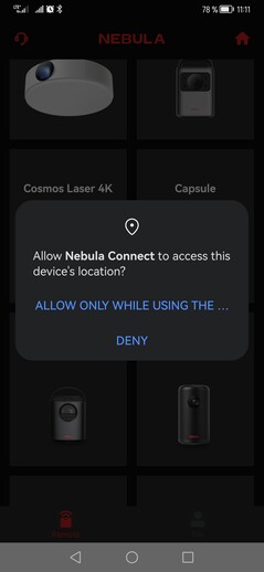 Ah, é claro, o aplicativo requer permissão de localização para encontrar o dispositivo