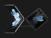O Galaxy Z Flip5 será um dos muitos dispositivos que a Samsung apresentará em seu próximo evento Galaxy Unpacked. (Fonte da imagem: @OnLeaks &amp; MediaPeanut)
