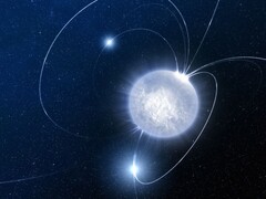 Ilustração de um artista mostrando um pulsar.