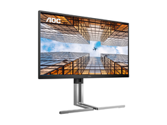 O AOC U27U3X (na foto) tem duas portas HDMI 2.1, DisplayPort 1.4, porta USB-C (90W PD) e uma porta USB 3.2 Gen1. (Fonte da imagem: AOC)