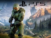 Halo Infinite com o logotipo do PS5 (Fonte da imagem: Microsoft Gaming, Sony PlayStation com edições)