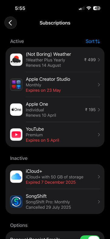 Pago 195 INR mensais na Índia pelo pacote completo do Apple One - os usuários nos EUA têm que pagar US$ 19,95.