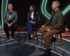 Phil Spencer (esquerda), Sarah Bond (meio) e Matt Booty (direita) em um podcast do Xbox. (Fonte da imagem: Xbox no YouTube)