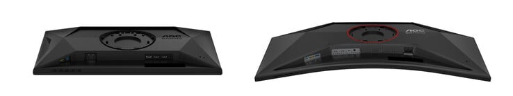 O Agon 25G4SXU e o Agon CU34G4Z, da esquerda para a direita. (Fonte da imagem: AOC - editado)