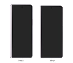 O Galaxy Z Fold3 ao lado de uma representação do Galaxy Z Fold4. (Fonte de imagem: @UniverseIce)