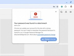 O Chrome terá um trocador automático de senhas para quando uma violação de dados for detectada. (Fonte da imagem: Google)