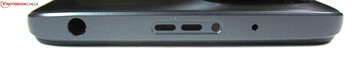 Topo: tomada de áudio de 3,5 mm, alto-falante, infra-vermelho, microfone