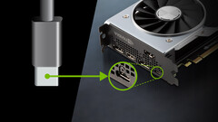 A série GeForce RTX 20 será a primeira e última vez que veremos o conector VirtualLink. (Fonte de imagem: NVIDIA)