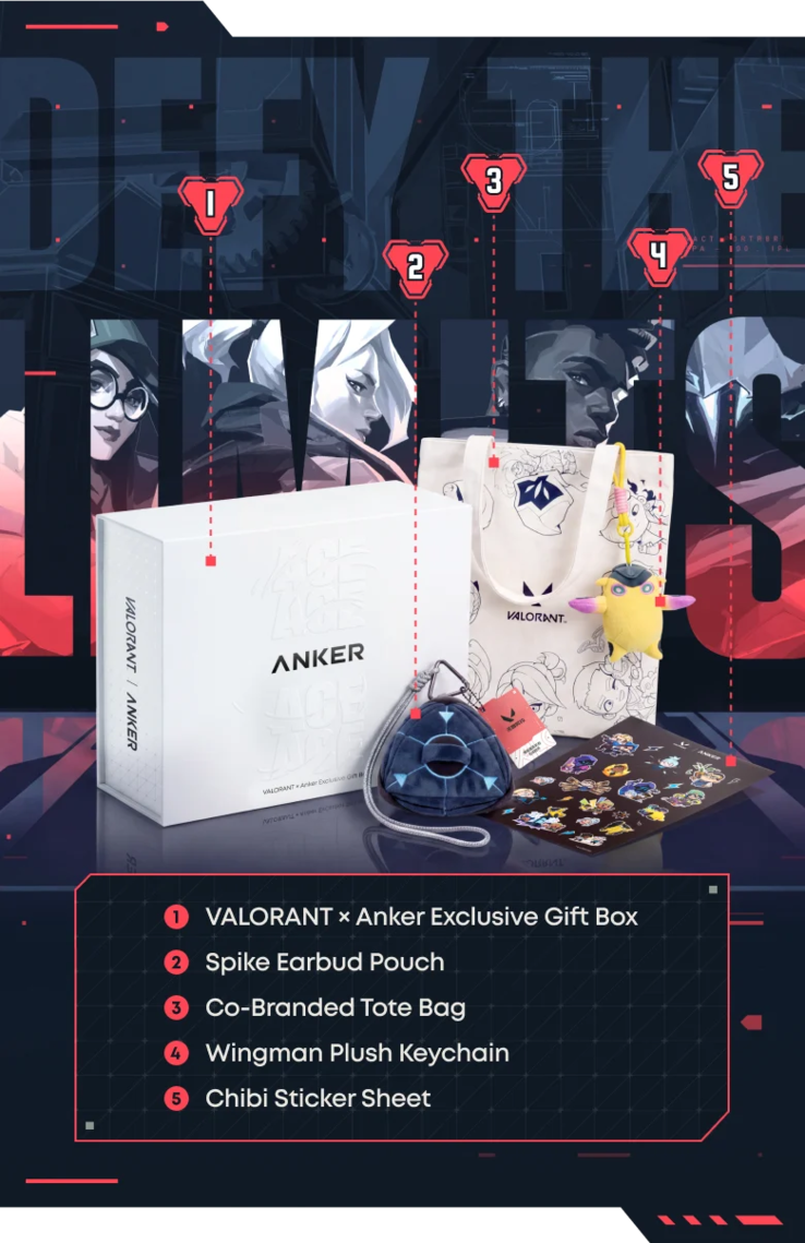 Caixa colecionável de edição limitada do Valorant com brindes temáticos no interior