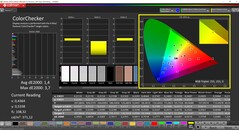 CalMAN ColorChecker (perfil: P3, espaço de cor alvo P3)