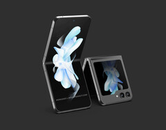 O Galaxy Z Flip5 terá uma tela de cobertura mais utilizável do que os modelos anteriores do Galaxy Z Flip. (Fonte da imagem: @OnLeaks &amp;amp; MediaPeanut)